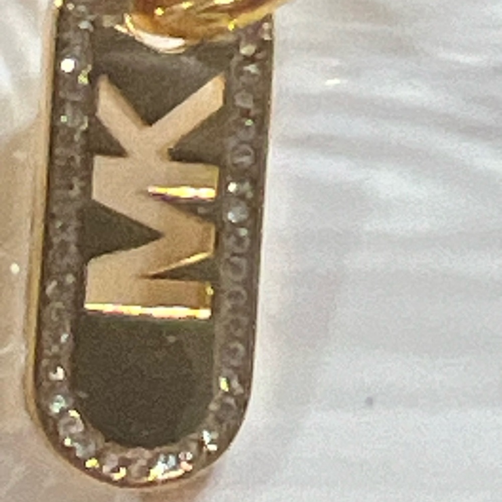 Michael Kors Huggie Hoop logo bar charm and crystal accents - Picture 8 of 12